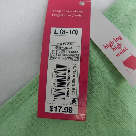 Bikini Bottoms High Leg High Waist Xhilaration Green Chevron Women's Size L - Picture 7 of 9